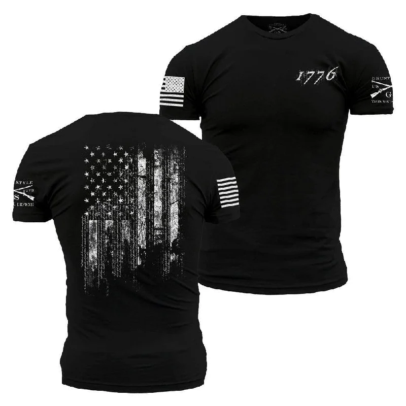 Striped Women T Shirt in a Classic Pattern1776 Flag T-Shirt - Black
