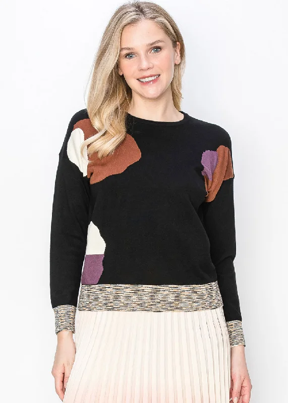 V - Neck Women's Ribbed Sweater Dresses with Belt for a Defined WaistAbstract Patch Knit Sweater V - Neck Women's Ribbed Sweater Dresses with Belt for a Defined WaistAbstract Patch Knit Sweater