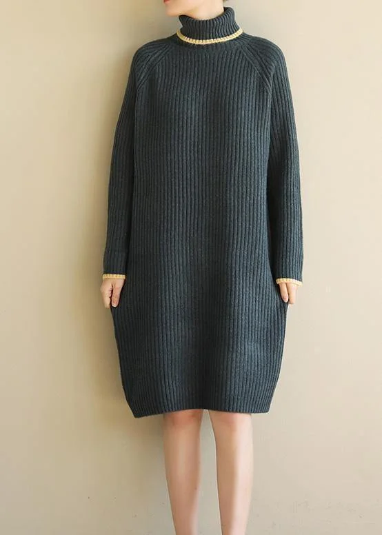 A - Line Women's Merino Wool Sweater Dresses in Classic StylesAesthetic Sweater high lapel collar dresses Vintage army green daily knitwear A - Line Women's Merino Wool Sweater Dresses in Classic StylesAesthetic Sweater high lapel collar dresses Vintage army green daily knitwear