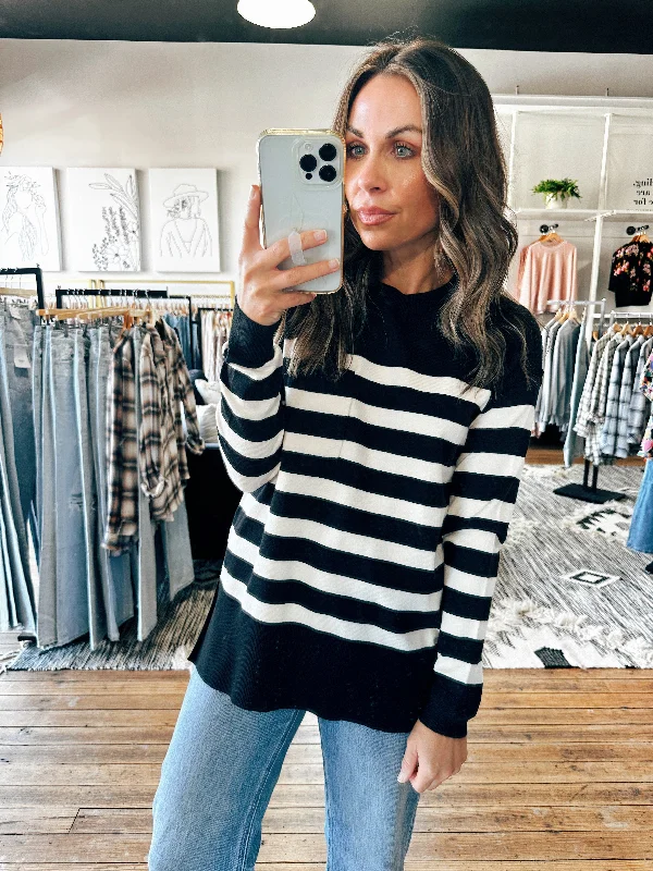 V - Neck Women's Ribbed Wool Sweaters for FallAshlee Striped Sweater-2 Colors