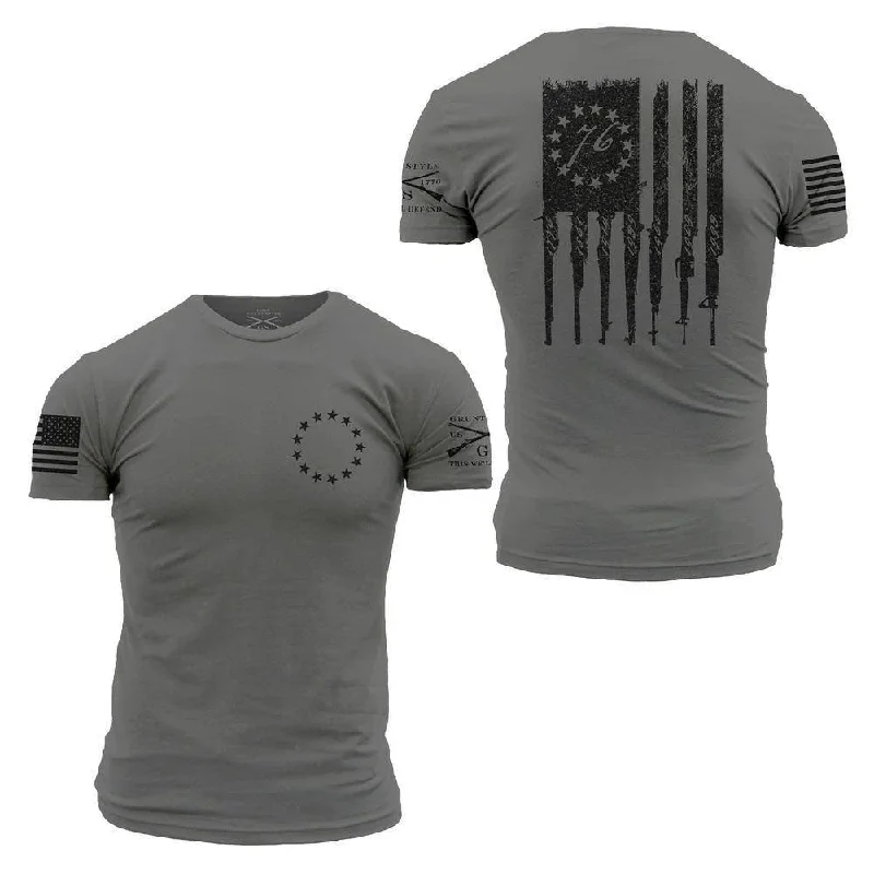 Sheer Women T Shirt for a Stylish and Alluring LookBetsy Rifle Flag T-Shirt - Heavy Metal Sheer Women T Shirt for a Stylish and Alluring LookBetsy Rifle Flag T-Shirt - Heavy Metal