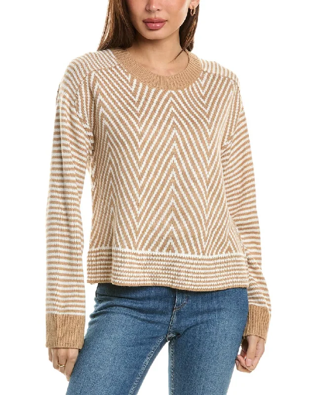 Short Sleeve Women's Cashmere Sweater Dresses in Pastel HuesBobeau Chevron Sweater