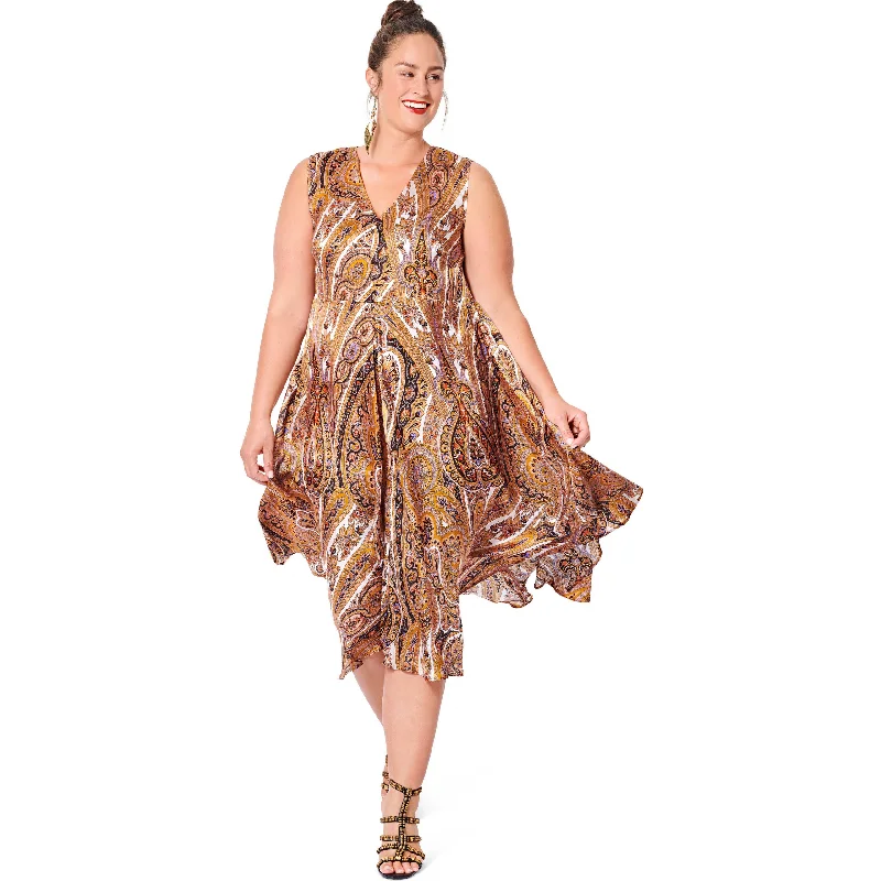 Plus Size Women's Tunic - Style Sweater Dresses with PocketsBurda Dress 6036