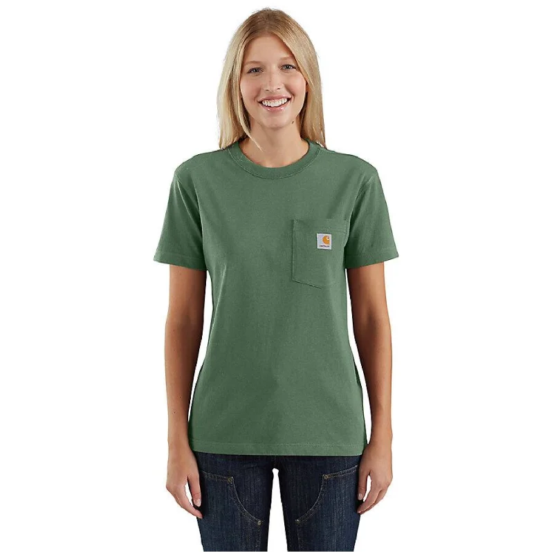 Floral Print Women T Shirt for a Feminine TouchCarhartt Women's Short Sleeve Pocket T-Shirt_Frosted Balsam Floral Print Women T Shirt for a Feminine TouchCarhartt Women's Short Sleeve Pocket T-Shirt_Frosted Balsam