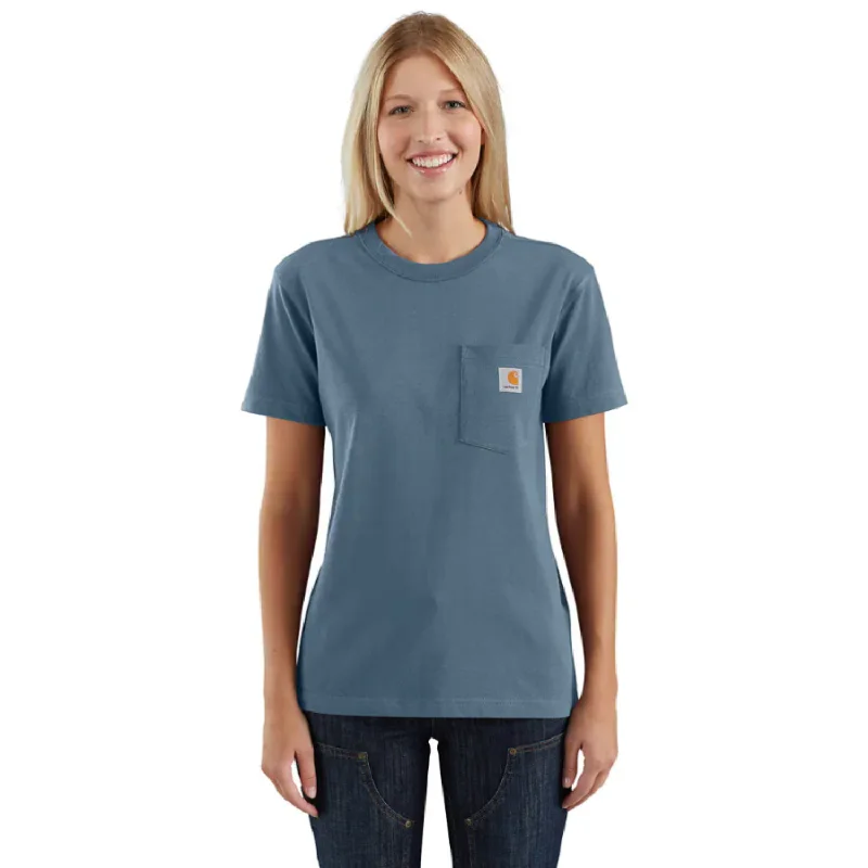 Organic Cotton Women T Shirt for Eco - Conscious WearersCarhartt Women's Short Sleeve Pocket T-Shirt_Thundercloud Heather Organic Cotton Women T Shirt for Eco - Conscious WearersCarhartt Women's Short Sleeve Pocket T-Shirt_Thundercloud Heather
