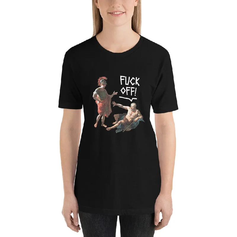 Graphic Print Women T Shirt for a Trendy StatementDiogenes tells Alexander to Fuck Off - Basic T-Shirt Graphic Print Women T Shirt for a Trendy StatementDiogenes tells Alexander to Fuck Off - Basic T-Shirt
