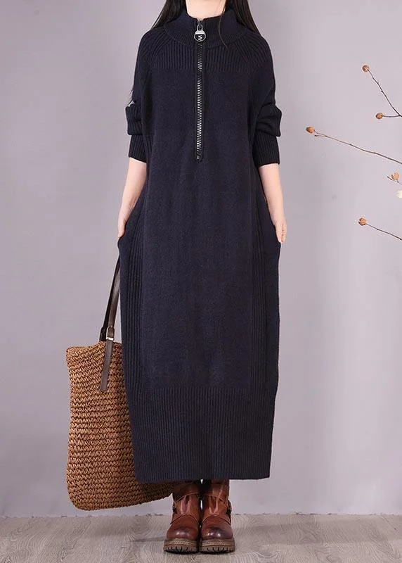 Wrap - Style Women's Lambswool Sweater Dresses in Elegant ShadesDIY Zippered Pockets Spring Clothes For Women Pattern Black Loose Dresses Wrap - Style Women's Lambswool Sweater Dresses in Elegant ShadesDIY Zippered Pockets Spring Clothes For Women Pattern Black Loose Dresses