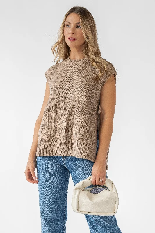 Split - Hem Women's Linen Blend Sweaters for SpringEllena Side Tie Sweater