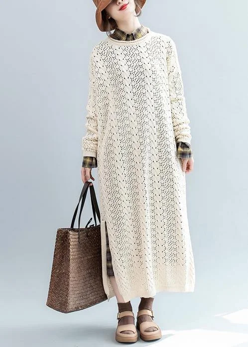 Wrap - Style Women's Lambswool Sweater Dresses in Elegant ShadesFor Spring beige Sweater weather Street Style o neck hollow out Mujer knit dresses Wrap - Style Women's Lambswool Sweater Dresses in Elegant ShadesFor Spring beige Sweater weather Street Style o neck hollow out Mujer knit dresses
