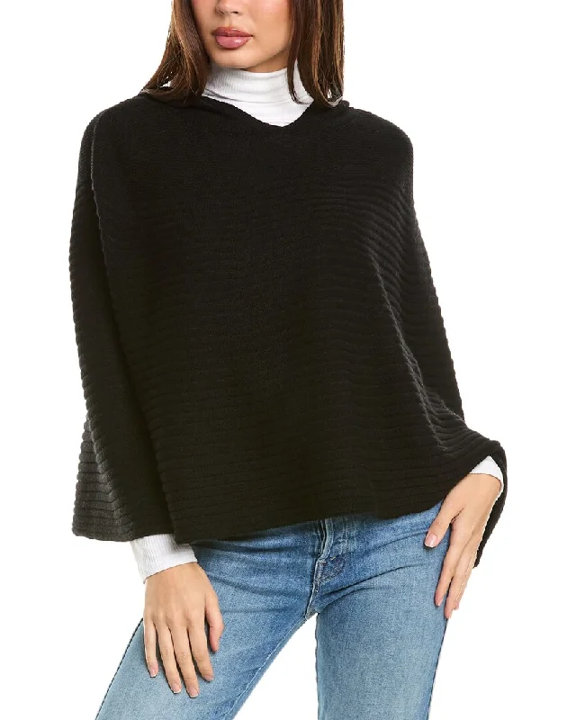 Plus Size Women's Turtleneck Sweater Dresses with Side SlitsForte Cashmere Hooded Wool & Cashmere-Blend Poncho Plus Size Women's Turtleneck Sweater Dresses with Side SlitsForte Cashmere Hooded Wool & Cashmere-Blend Poncho