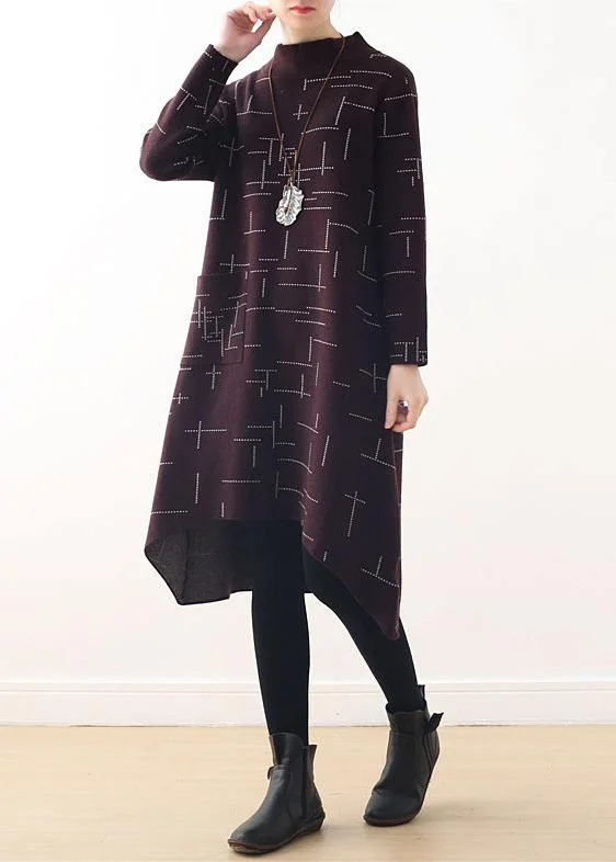 V - Neck Women's Ribbed Sweater Dresses with Belt for a Defined WaistFrench burgundy plaid clothes For Women high neck Kaftan fall Dress V - Neck Women's Ribbed Sweater Dresses with Belt for a Defined WaistFrench burgundy plaid clothes For Women high neck Kaftan fall Dress