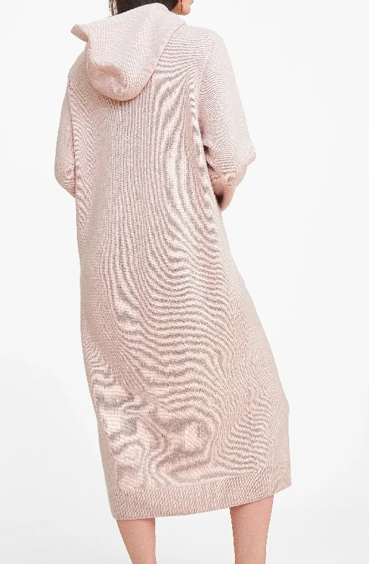 V - Neck Women's Ribbed Sweater Dresses with Belt for a Defined WaistHood Sweater Dress - Pink V - Neck Women's Ribbed Sweater Dresses with Belt for a Defined WaistHood Sweater Dress - Pink
