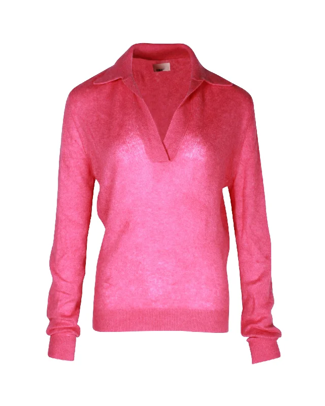 Button - Down Women's Shetland Wool Sweaters in Traditional PatternsKhaite Jo Polo Sweater in Pink Cashmere Button - Down Women's Shetland Wool Sweaters in Traditional PatternsKhaite Jo Polo Sweater in Pink Cashmere