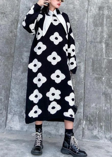 Women's Off - Shoulder Chunky Knit Sweater Dresses in Earth TonesKnitted black print Sweater Aesthetic Women o neck baggy knit dress Women's Off - Shoulder Chunky Knit Sweater Dresses in Earth TonesKnitted black print Sweater Aesthetic Women o neck baggy knit dress