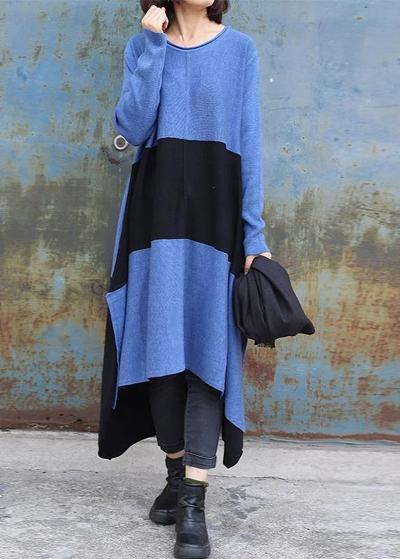 Knee - Length Women's Wool Blend Sweater Dresses in Neutral ColorsKnitted blue Sweater dress outfit DIY side open baggy low high design knit dress Knee - Length Women's Wool Blend Sweater Dresses in Neutral ColorsKnitted blue Sweater dress outfit DIY side open baggy low high design knit dress
