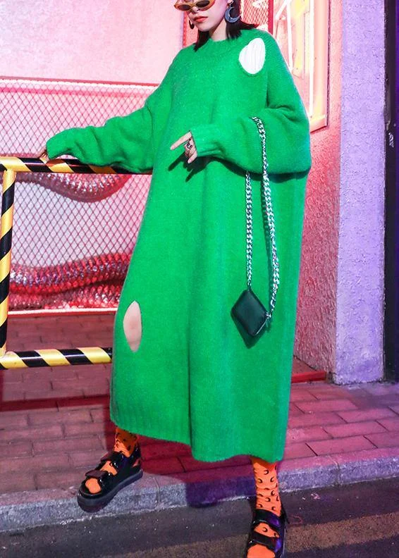 Plus Size Women's Open - Front Cardigan Style Sweater DressesKnitted o neck Hole Sweater weather Design green daily knit dress Plus Size Women's Open - Front Cardigan Style Sweater DressesKnitted o neck Hole Sweater weather Design green daily knit dress