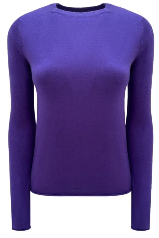 Plus Size Women's Side - Slit Sweaters in Bold SolidsLassa Purple