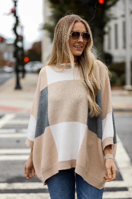 Split - Hem Women's Linen Blend Sweaters for SpringLove All Of You Ivory Color Block Oversized Sweater Split - Hem Women's Linen Blend Sweaters for SpringLove All Of You Ivory Color Block Oversized Sweater