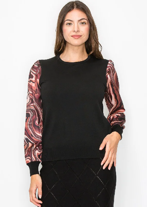 Plus Size Women's Asymmetric Hem Sweater Dresses in Modern DesignsMarble Print Sleeve Top Plus Size Women's Asymmetric Hem Sweater Dresses in Modern DesignsMarble Print Sleeve Top