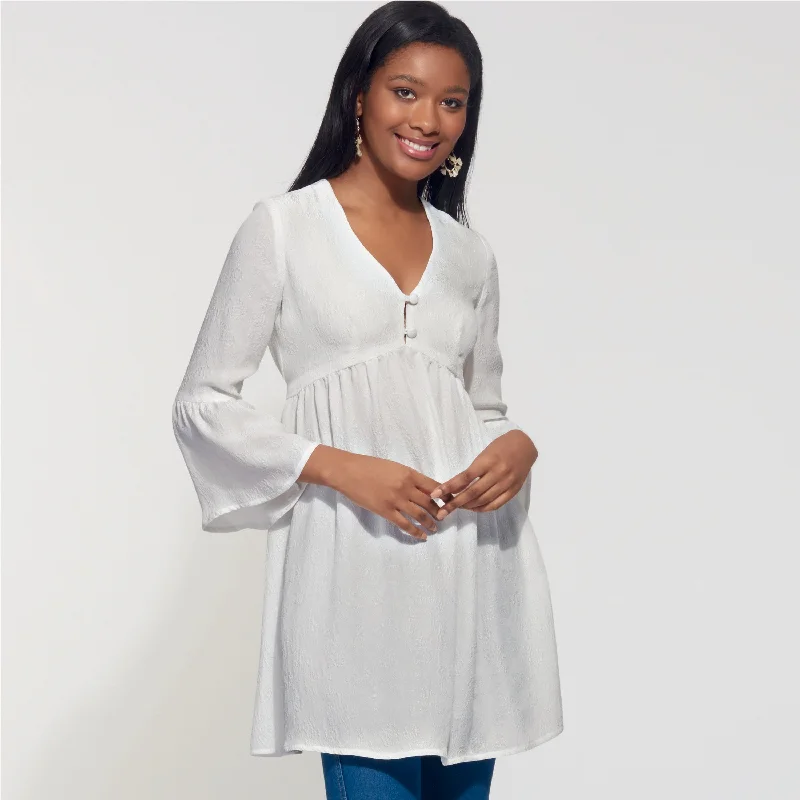 Plus Size Women's Tunic - Style Sweater Dresses with PocketsNew Look Dress, Tunic and Top N6603