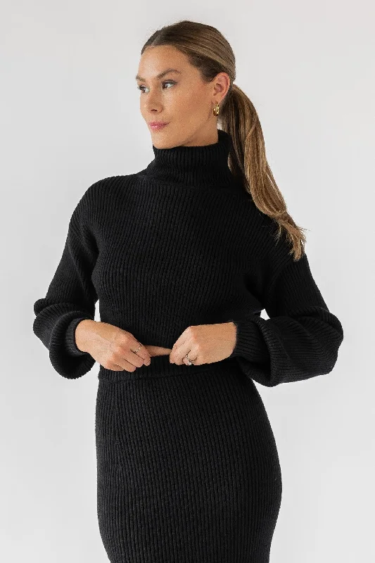 Button - Down Women's Shetland Wool Sweaters in Traditional PatternsOren Black Crop Sweater - Final Sale Button - Down Women's Shetland Wool Sweaters in Traditional PatternsOren Black Crop Sweater - Final Sale
