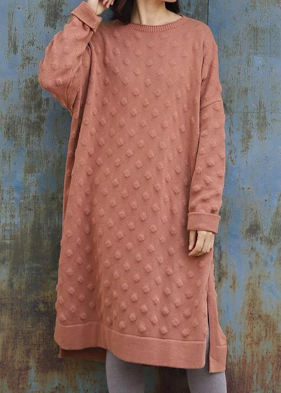 Cowl Neck Women's Cashmere Blend Sweater Dresses for WinterOversized pink  Sweater outfits Quotes side open Largo winter knit dress