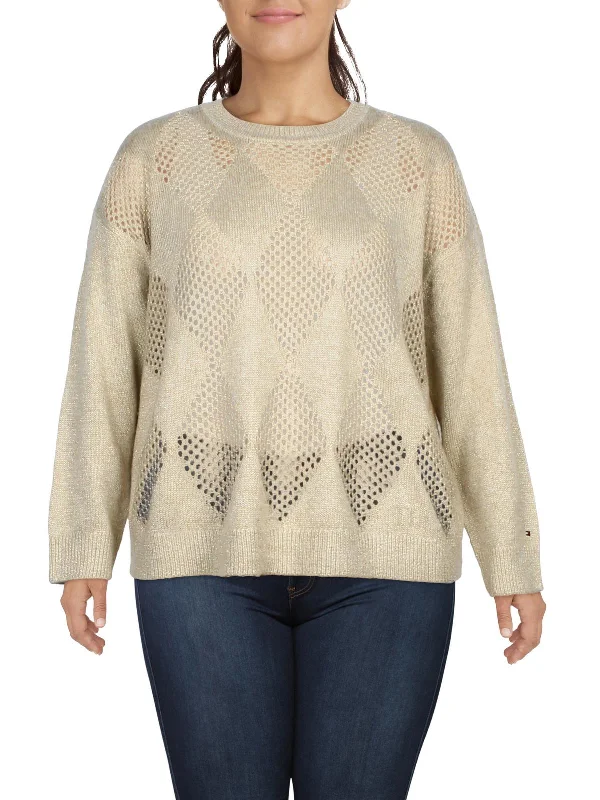 Plus Size Women's Open - Front Cardigan Style Sweater DressesPlus Womens Open Stitch Argyle Crewneck Sweater Plus Size Women's Open - Front Cardigan Style Sweater DressesPlus Womens Open Stitch Argyle Crewneck Sweater