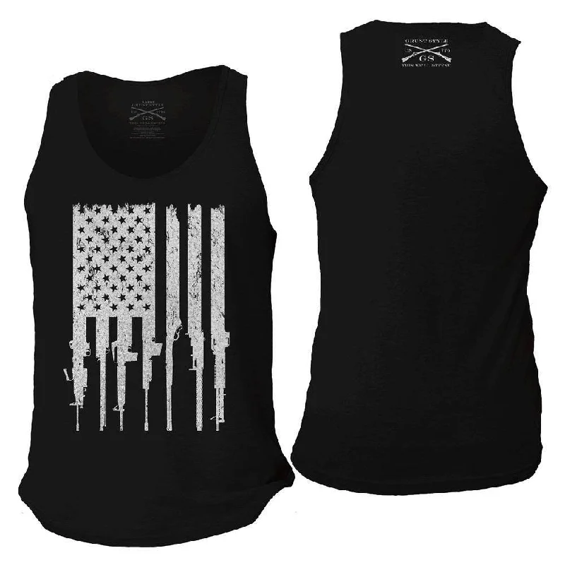 Sleeveless Women T Shirt for Summer ComfortMen's Rifle Flag Tank - Black