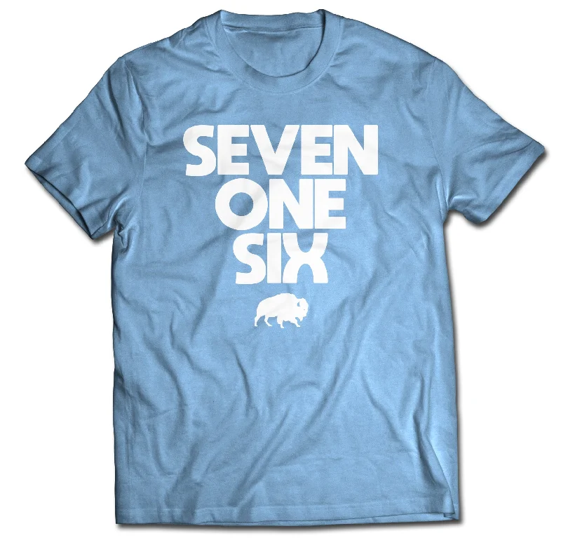 Distressed Women T Shirt with a Laid - Back AestheticSevenOneSix - Adult Shirt - Light Blue Distressed Women T Shirt with a Laid - Back AestheticSevenOneSix - Adult Shirt - Light Blue