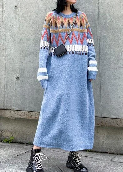 Midi - Length Women's Shetland Wool Sweater Dresses in Traditional PatternsSimple Geometric Sweater winter dresses Classy blue o neck Fuzzy knit dresses Midi - Length Women's Shetland Wool Sweater Dresses in Traditional PatternsSimple Geometric Sweater winter dresses Classy blue o neck Fuzzy knit dresses