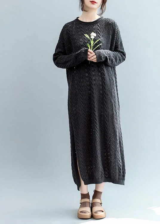 Cowl Neck Women's Cashmere Blend Sweater Dresses for WinterSimple o neck hollow out Sweater weather Design black Tejidos knitwear