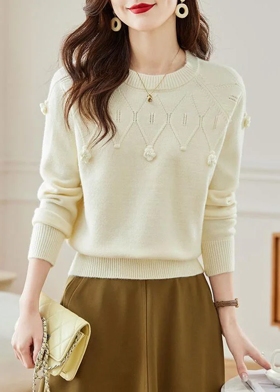 Hooded Women's Fleece - Lined Sweaters for WinterStylish Beige O Neck Hollow Out Knit Sweater Fall Hooded Women's Fleece - Lined Sweaters for WinterStylish Beige O Neck Hollow Out Knit Sweater Fall