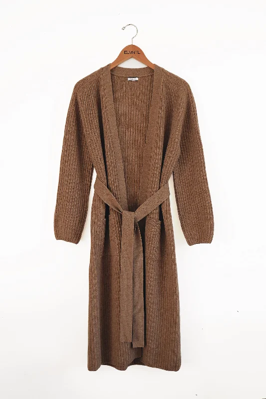 Plus Size Women's Embroidered Sweaters in Ethnic StylesSweater Robe - Taupe