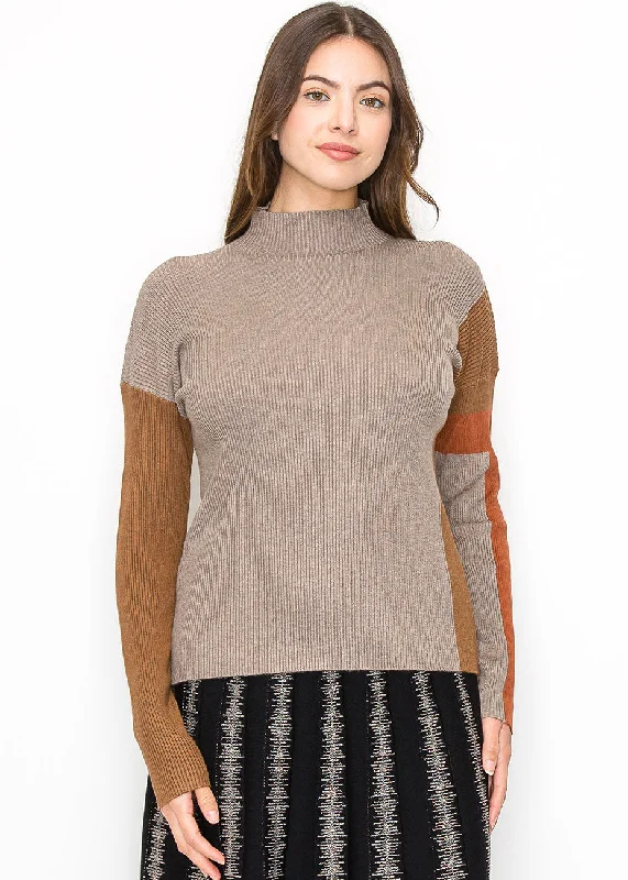 V - Neck Women's Ribbed Sweater Dresses with Belt for a Defined WaistTaupe Ribbed Sweater with Warm Accents V - Neck Women's Ribbed Sweater Dresses with Belt for a Defined WaistTaupe Ribbed Sweater with Warm Accents
