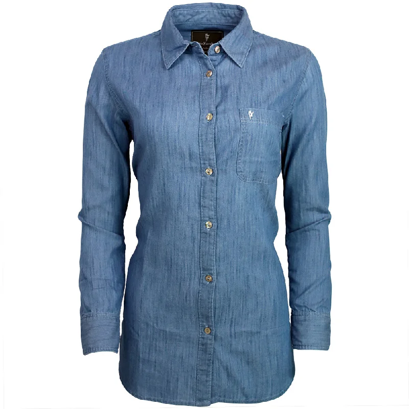 Tie - Dye Women T Shirt with a Bohemian VibeThe Celtic Ranch Women's Classic Long Sleeve Button-Down Denim Shirt Tie - Dye Women T Shirt with a Bohemian VibeThe Celtic Ranch Women's Classic Long Sleeve Button-Down Denim Shirt