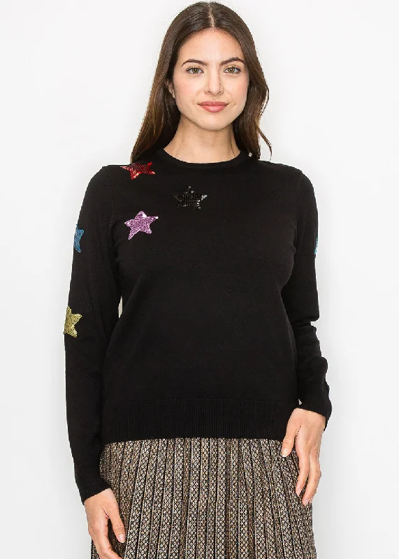 Plus Size Women's Open - Front Cardigan Style Sweater DressesTwinkling Stars Sweater Plus Size Women's Open - Front Cardigan Style Sweater DressesTwinkling Stars Sweater