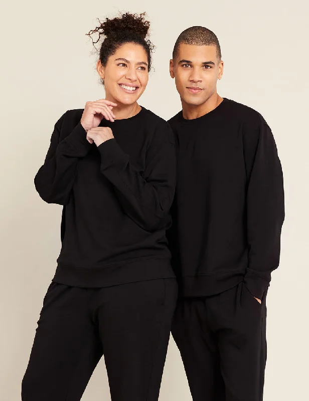Pocketed Women T Shirt for Added FunctionalityUnisex Crew Neck Sweater - Black