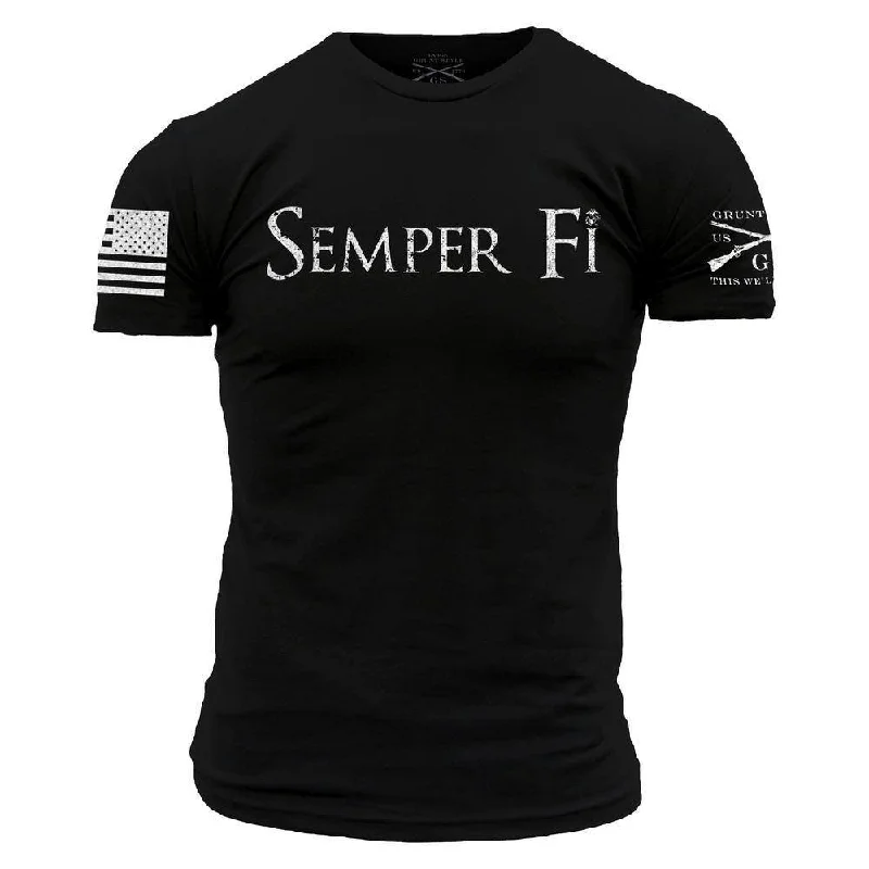 Sheer Women T Shirt for a Stylish and Alluring LookUSMC - Semper Fi T-Shirt - Black