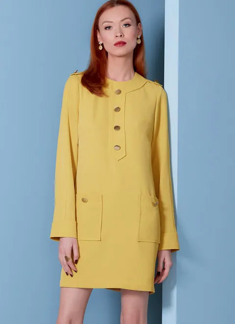 Knee - Length Women's Wool Blend Sweater Dresses in Neutral ColorsVogue Dress V1844