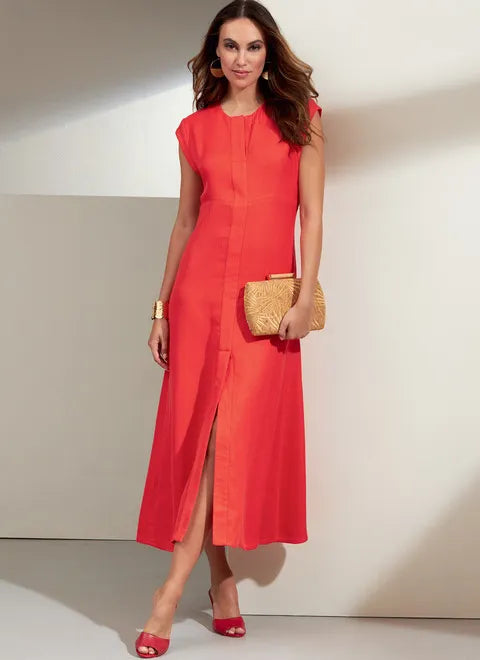 Belted Women's Cotton Blend Sweater Dresses for a Casual LookVogue Dress V1859