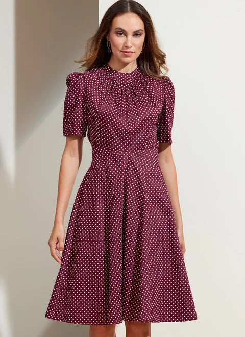 Mock Neck Women's Angora Blend Sweater Dresses in Solid ColorsVogue Dress V1862