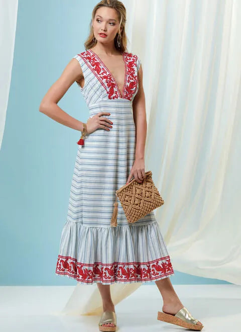 Wrap - Style Women's Lambswool Sweater Dresses in Elegant ShadesVogue Dress V9311