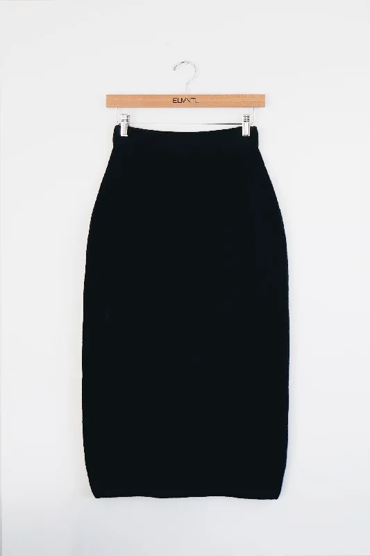 Hooded Women's Fleece - Lined Sweaters for WinterWaffle Midi Skirt - Black