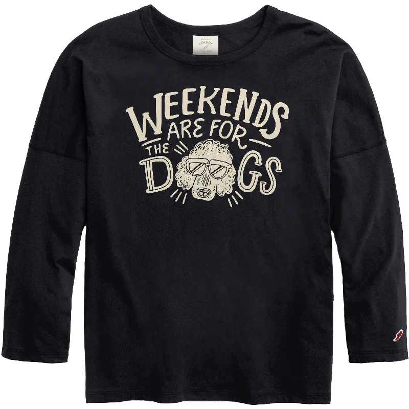 Crop Top Women T Shirt to Pair with High - Waisted BottomsLadies Weekends Are For The Dogs Long Sleeve T-Shirt Crop Top Women T Shirt to Pair with High - Waisted BottomsLadies Weekends Are For The Dogs Long Sleeve T-Shirt