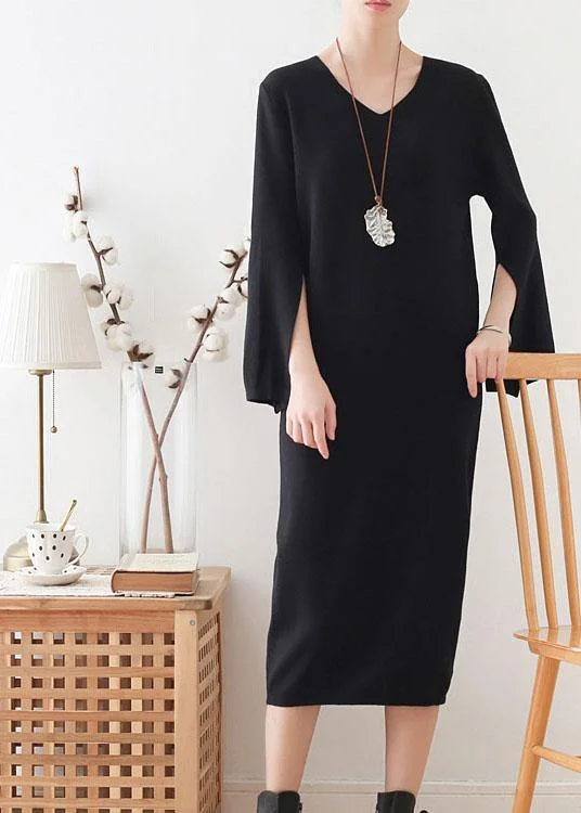 Cowl Neck Women's Cashmere Blend Sweater Dresses for WinterWomen Black Long Sleeve Fall Slim fit Knit Dress Cowl Neck Women's Cashmere Blend Sweater Dresses for WinterWomen Black Long Sleeve Fall Slim fit Knit Dress