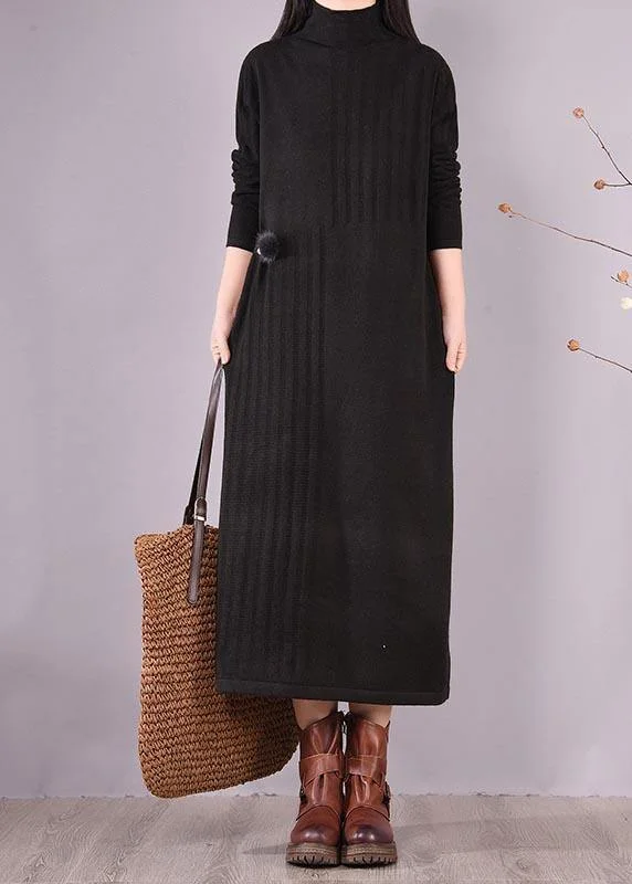 V - Neck Women's Ribbed Sweater Dresses with Belt for a Defined WaistWomen High Neck Spring Wardrobes Sleeve Black Robe Dress V - Neck Women's Ribbed Sweater Dresses with Belt for a Defined WaistWomen High Neck Spring Wardrobes Sleeve Black Robe Dress