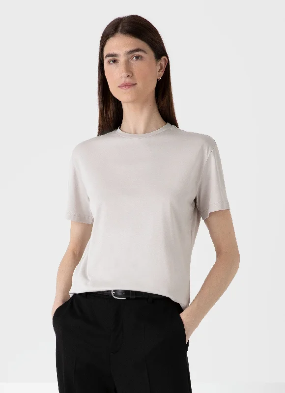 Distressed Women T Shirt with a Laid - Back AestheticWomen's Boy Fit T-shirt in Putty Distressed Women T Shirt with a Laid - Back AestheticWomen's Boy Fit T-shirt in Putty