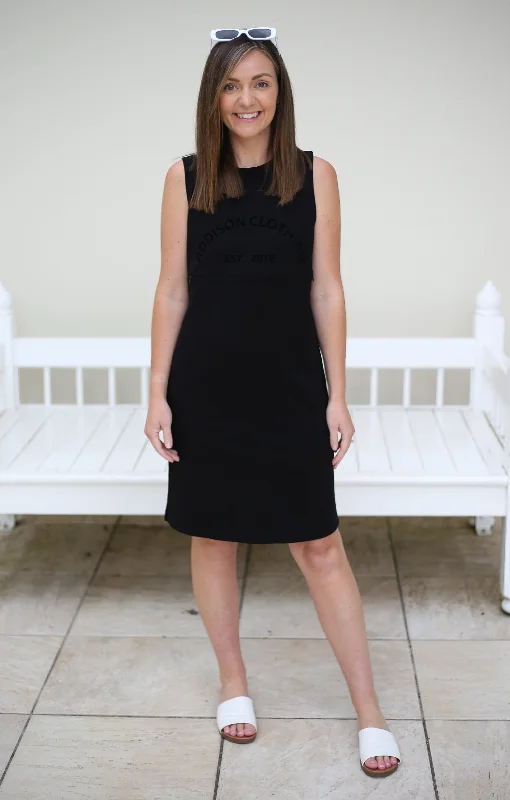 Plus Size Women Dress with a Flattering A - Line Cut for Comfort and StyleAddison Heritage Dress - Black Plus Size Women Dress with a Flattering A - Line Cut for Comfort and StyleAddison Heritage Dress - Black