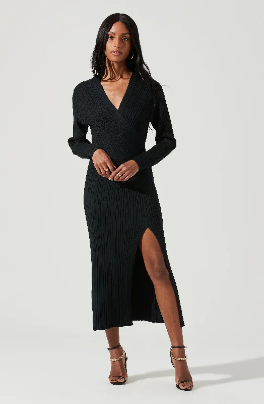 Mermaid - Style Women Dress with a Fitted Silhouette for Special OccasionsAstrid Ribbed Knit Midi Dress Mermaid - Style Women Dress with a Fitted Silhouette for Special OccasionsAstrid Ribbed Knit Midi Dress