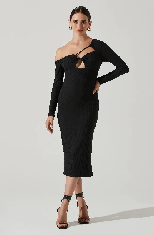Mini Women Dress with a Short Hem for a Young and Trendy StyleAsymmetrical Bust Cutout Midi Dress Mini Women Dress with a Short Hem for a Young and Trendy StyleAsymmetrical Bust Cutout Midi Dress
